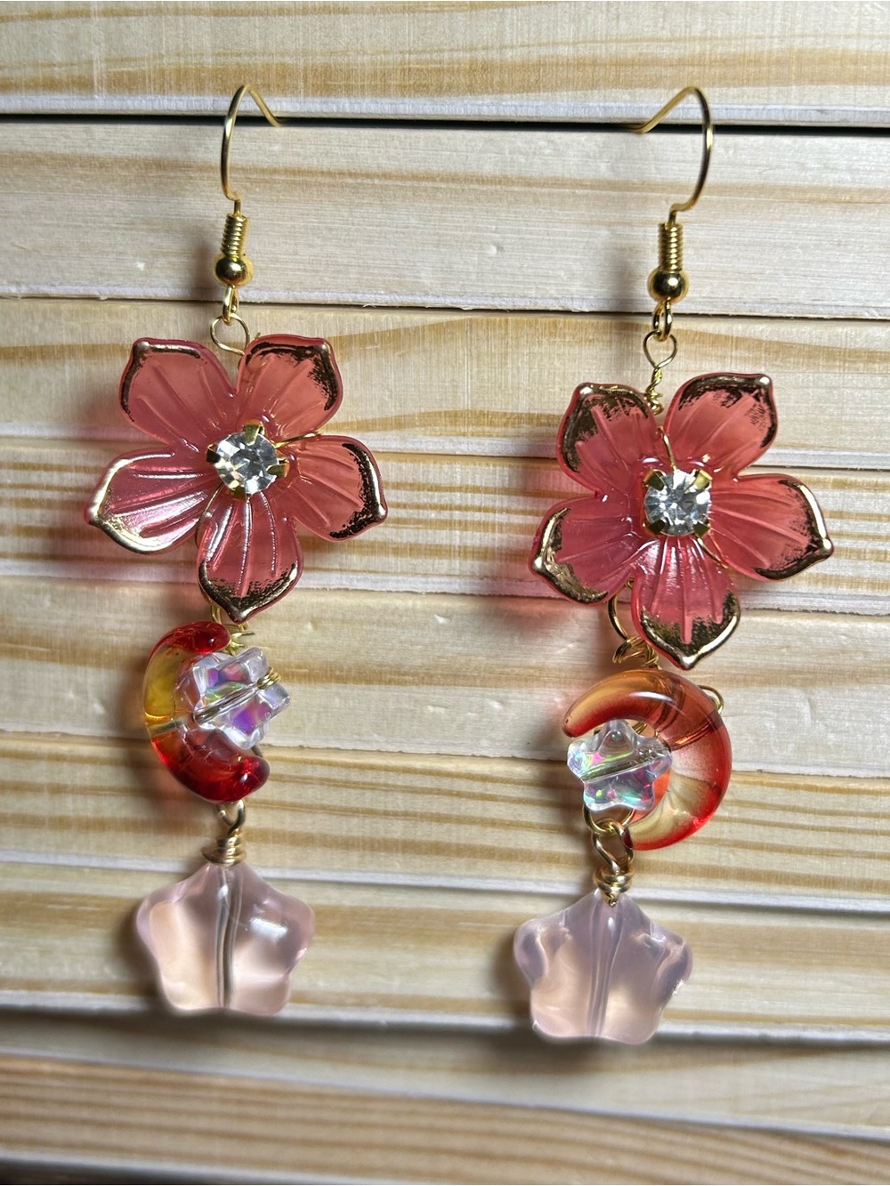 3/$25 Celestial Pink Floral Drop Earrings